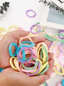 200/100/50/10pcs Colorful Candy Color High Elasticity Hair Ties, Seamless Nylon Rubber Bands, Suitable For Fine And Soft Hair, Hair Accessories - Multicolor - View 6
