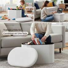 GOMYHOME Banco Otomano Plegable con AlmacenajeTaburete con Reposapies Banco de Almacenamiento para Entrada Sala de Estar y Dormitorio Boucle Blanco Perla - Blanco - Ver 4