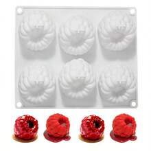 1 Raspberry Mousse Candy Mold, Cake Mold, Decorative Silicone Mold, 3D Raspberry Pudding Baking Mold, Dessert Chocolate Mold, Christmas And Valentine's Day Party Supplies - trắng - Xem 2