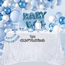 1件亮片紫红色桌布，120*180/240厘米，适用于婚礼、新娘送礼会、生日、婚宴、甜点派对、情人节、优雅浪漫的活动 - 彩色 - 查看 22