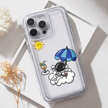 Funda para teléfono con diseño de astronauta en la playa, compatible con iPhone 16, 15, 14 Pro Max, 13, 12, 11, XR y XS Plus. Fabricada en silicona TPU, ofrece protección contra golpes y caídas, además de una excelente sensación al tacto. Es el regalo ideal para familiares, amigos y seres queridos. - transparente - Ver 5