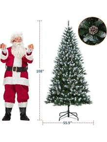 Árbol de Navidad artificial con luces y soporte resistente, árbol de Navidad artificial delgado flocado impermeable de 6 pies / 7.5 pies con ramas realistas, Decoraciones de Navidad de interior, Blanco cálido eficiente en la energía - 7,5 pies - Ver 3