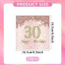 20pcs Rose Gold Theme 30th Birthday Party Napkins, Birthday, Wedding Anniversary Party Supplies, Valentine's Day, 2-Ply Luncheon Napkins - Multicolor - View 7