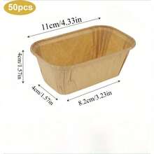 50个装不粘烘焙纸杯，适用于面包、纸杯蛋糕、甜点 - 长方形迷你玛芬模具，表面有纹理，可堆叠，纸质，烘焙均匀，防漏 - 彩色 - 查看 12