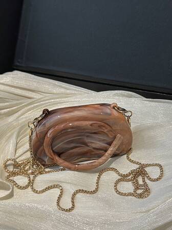 1 st. mini axelväska för kvinnor, moderiktig och mångsidig kuvertväska i feststil, metallkedjedesign, lämplig för fest, bankett, shopping, resor