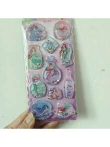 1张超可爱泡泡贴纸，3D闪光可爱少女贴纸，可爱卡通美人鱼摇摇贴纸，剪贴簿DIY装饰材料【部分图案随机，颜色可能存在差异，款式随机】 - 彩色 - 查看 19