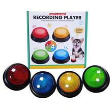 4个宠物训练录音按钮套装 - 30秒录音和播放，教你的狗狗说话，也适用于猫咪和幼犬 - 语音按钮套装（红、蓝、绿、黄）（每个按钮需要2节AA电池，电池不包含在内） - 彩色 - 查看 7