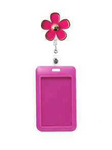 1pc Retractable Badge Reel With Flower Design, Durable ID Card Holder, English Lettering, Other Material, With Ideal Gift For Nurses, Ladies, Colleagues - one-size - View 6