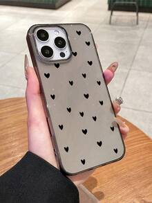 Modischer funkelnder schwarzer Herz-Muster mit Bling-Effekt, TPU-Material, schwarze transparente Handyhülle, mit feinem Glitzer, hochwertige transparente Schutzhülle kompatibel mit iPhone-Hülle, Handyhülle, Hülle 17 Pro Max, Covers, süße Handyhülle, Hülle für 11/14/15/16 ProMax. Perfektes Valentinstags-Geschenk, Neujahrgeschenk für Frauen - Schwarz - Übersicht 4