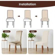 High Elasticity Detachable 6-Piece Chair Cover, Universal Type Suitable For Restaurant Kitchen Hotel Dining Chair Protection Cover - Paquete de 6 beige - Ver 5