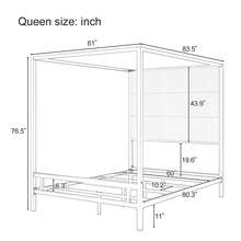 MERAX Modern Gold Canopy Bed With Tall Linen Fabric Upholstered Headboard Metal 4-Poster Bed Frame, Box Spring Needed, Queen - Vàng + Nâu (Cỡ Queen) - Xem 4