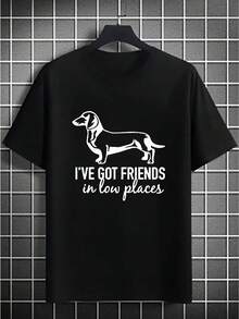 Camisetas Gráficas Divertidas de Perro Pequeño en Tallas Grandes para Hombre, Camisetas Casuales de Gran Tamaño para Ropa Deportiva de Verano, Ropa Masculina - Negro - Ver 2