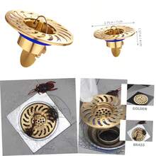 XISH Filtro De Drenaje De Baño De Latón con Sello Antiolor Tapón Atrapapelos para Hogar Hotel Diseño Reversible Previene Olores Y Obstrucciones - Dorado - Ver 6