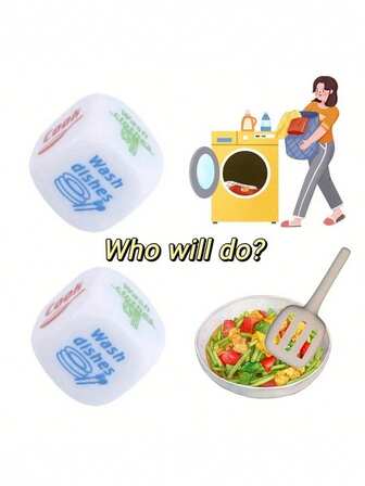 1-delige set huishoudelijke klusdobbelstenen - Leuk spel voor volwassenen en stellen, grappig speelgoed, willekeurige taken, perfect voor feestdagen, verjaardagen, bruiloften, kamer-, huis- en feestdecoratie.