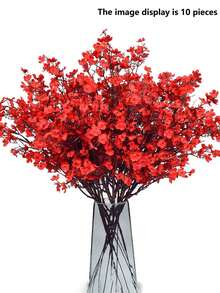 Bó hoa baby's breath nhân tạo (1/6 bông), trang trí đám cưới, trang trí bình hoa nhà cửa, nhà hàng, phòng ngủ, phòng tắm, trang trí ngày Valentine, năm mới, sân vườn ngoài trời, đạo cụ chụp ảnh, hoa trang trí bệ cửa sổ. - Đỏ - Xem 7