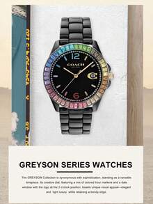 Coach Greyson Black Ceramic Rainbow Bezel Watch For Women - Black - View 3