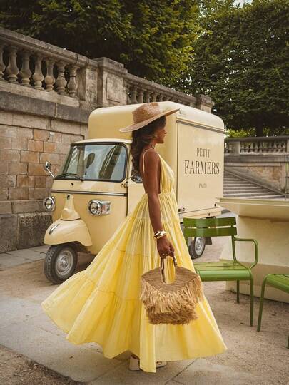 VIBEWAVE Sexy Backless Beach Dress, Spaghetti Strap Sleeveless Dress For Vacation, Summer