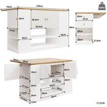Modern Kitchen Island, Kitchen Cabinets, Sideboards, Kitchen Furniture With Drawers And Shelves, China Cabinets For Kitchen And Dining Room, White - White - View 5