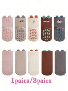 3 Pairs Baby Socks, Cartoon Animal Design, Versatile For All Seasons, Anti-Slip Indoor Toddler Socks - Multicolor - View 10
