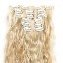 Clip In Hair Extensions 16 CLips 24Inch Long Water Wave Hair Extension For Women Full Head Synthetic Hair Extensions Hairpieces - Multicolor - View 6