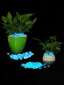 800颗夜光石，发光鹅卵石，适用于花园装饰、微型水族箱装饰、户外庭院/草坪/花园套装、花瓶填充石、发光花园鹅卵石、露台和走道装饰。DIY装饰发光石，深蓝色，混合颜色。 - 彩色 - 查看 5