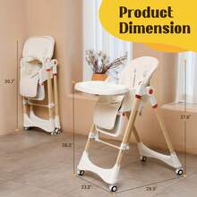 GCCSJ Baby High Chair,6-In-1 Foldable Baby High Chair For 0-36 Months - 5 Height Adjustable Convertible Infant Toddler Feeding Chair, Removable Easy-Clean Tray & Locking Wheels, Soft PU Seat High Chair With Safety Harness, Multi-Stage High Chair For Home Dining, Travel & Small Spaces, Available In 6 Colors(The Best Christmas Gift For Children) - 椰奶白+萬向輪 - 查看 9