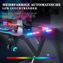 HLONONE Gaming Desk With LED Lighting, 100*55cm Gaming Table, Sturdy Computer Desk With Carbon Fiber Coating, Gamer Table With Cup Holder And Headphone Hook, Black - 黑色 - 查看 4