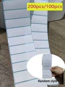 2000pcs/1000pcs/200pcs/100pcs Solid Color Self-Adhesive Labels, Versatile And Easy To Use Labels, 70*20mm, Suitable For Office And School Student Labels, Barcode Printing Paper, Random Mixed, School Supplies, Back To School Supplies - White - View 1