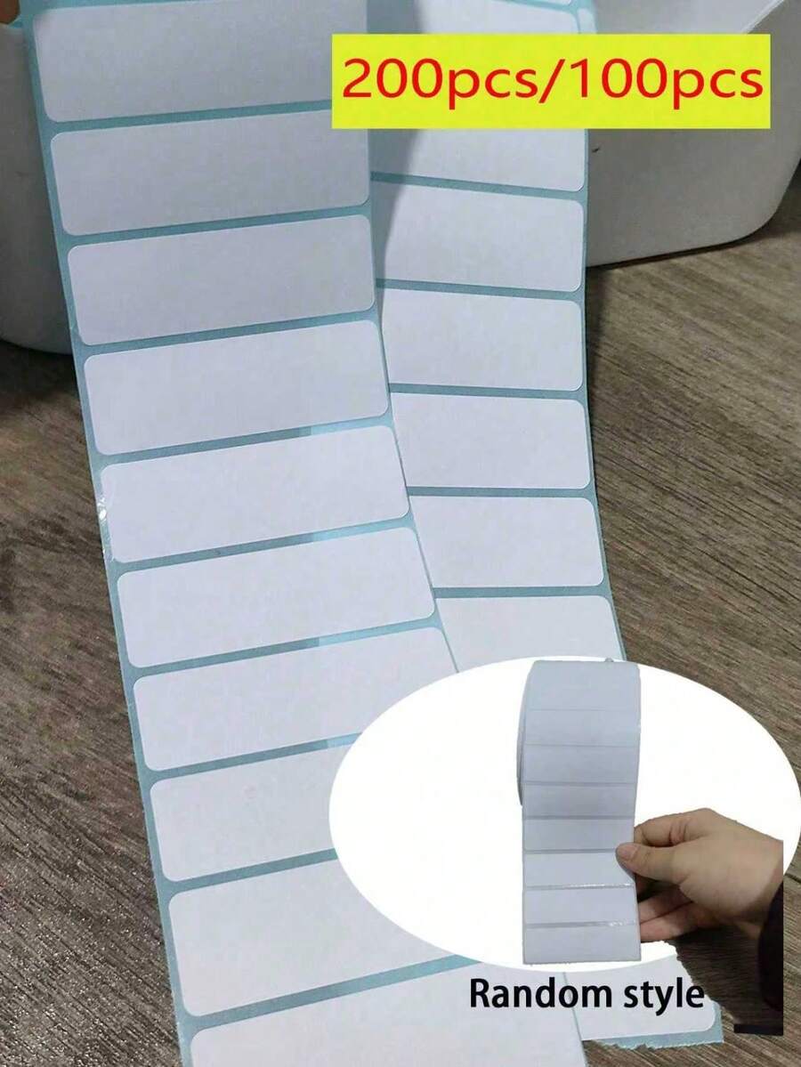 2000pcs/1000pcs/200pcs/100pcs Solid Color Self-Adhesive Labels, Versatile And Easy To Use Labels, 70*20mm, Suitable For Office And School Student Labels, Barcode Printing Paper, Random Mixed, School Supplies, Back To School Supplies - White - View 1