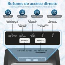 Mera House Máquina para Hacer Hielo Rápida 6 Minutos/15kg Día - Fabricadora de Hielos para Casa con Acero Inoxidable 430, Silenciosa, Autolimpiante, 2 Tamaños de Hielo | Incluye Canasta y Cuchara - Plateado - Ver 6