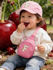 2PCS/SET Bbay Girls Baseball Hat With Mini Bag Girls Camping Hat Anti-UV Strap Kids Sport Hat Headwear 1-3Y - Pink - View 5