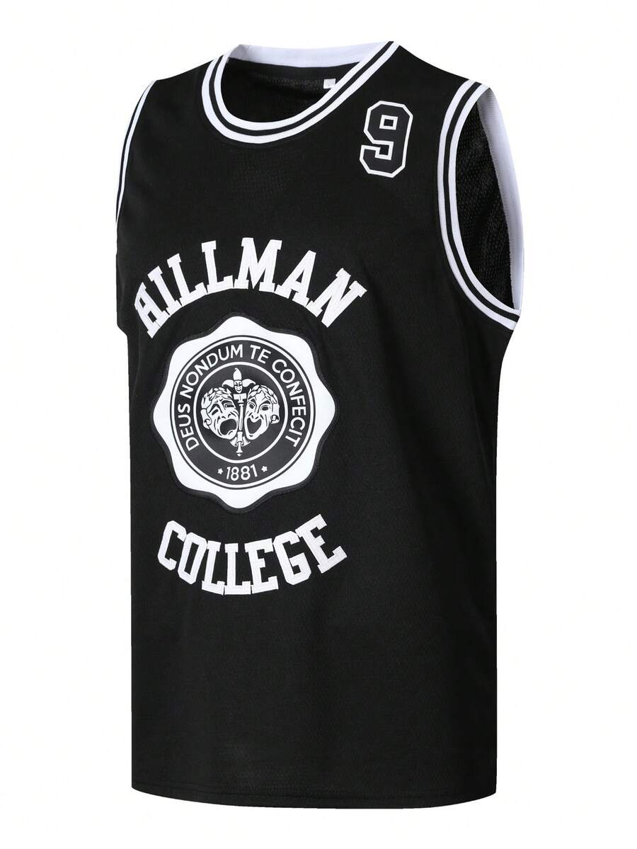 Men's Basketball Jersey 9 Black Embroidered Casual Sports Vest Round Neck Sleeveless Training Suit - Black - View 1