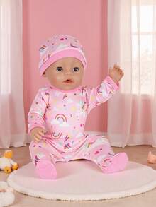 18-Inch Reborn Doll Outfit, Pastel Rainbow Pony Costume Toy Doll Dress Up, Holiday Gift (Doll Not Included) - Multicolor - View 6