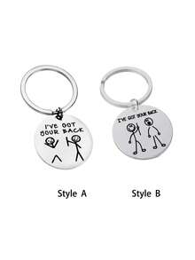 1pc Interesting Matchstick Man Keychain, Funny Stainless Steel Keyring, Creative Cute Cartoon Pendant, Lovely Bag Charm, Backpack Accessory, Jewelry Decoration, Perfect Daily Wear, Great Birthday Gift Or Party Favor. Cartoon Style Pendant. Perfect Gift For Best Friends, Brothers, Sisters, Etc. - Multicolor - View 7