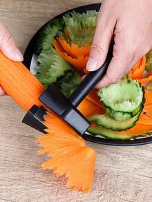 2pcs Stainless Steel Vegetable & Fruit Slicer - Multifunctional Kitchen Tool, Easy Dicing, Mincing, Slicing, Carrot Curler, Cucumber Spiral Cutter, Orange Peeler, Ideal For Creative Meal Prep, Reliable Kitchen Gadget - Multicolor - View 2