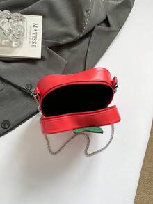1个红色苹果形PU皮革斜挎包，时尚简约撞色设计，冬季款 - 紅色 - 查看 5