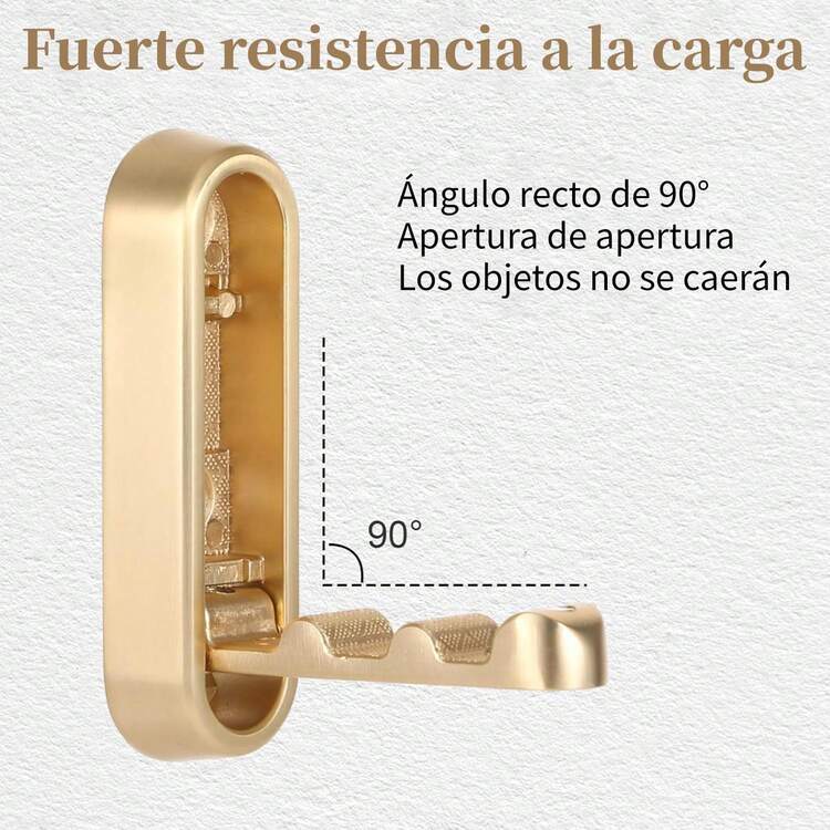Perchero de pared montado con ganchos retro, baño, percheros metálicos, gancho colgador de ropa individual para entrada, armario de abrigos, montaje en pared - Dorado - Añade 8