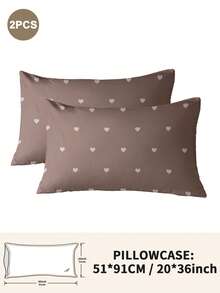 1pc/2pcs/4pcs Polyester Pillowcase Set With Bow & Heart Pattern, Soft & Comfortable, Suitable For All Seasons - Multicolor - View 43