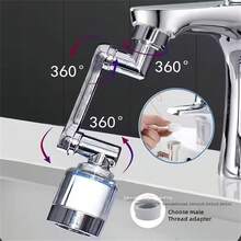 1pc 1080° Swivel Bathroom Faucet Extender With Aerated Spout And Chrome Plated Surface - Durable Plastic Non-Potable Handwashing Rinse, Modern Bathroom Accessory, Smooth Surface, Streamlined Rinsing Design, Sturdy Construction, Customizable Water Flow Control, DIY Pipe Installation - Multicolor - View 5