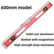 1pc 600/300mm Horizontal Ruler, Solid Aluminum Alloy With Magnet, Balanced, Shockproof, Multi-Function Level Ruler - Burnt Orange - View 6