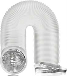 Miortior Manguera de Ventilación de aluminio y PVC, con 2 Abrazaderas de Acero Inoxidable, Conducto de 4 Puadas, 10 Pies, para HVAC, Calefacción, Ventilación, Escape(Blanco) - Talla única - Ver 1