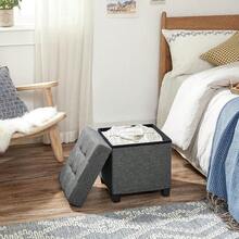 SONGMICS Puff Almancenaje Banco Almacenamiento 38 x 38 x 40 cm Taburete con Reposapiés para Salón Dormitorio Gris Pizarra MLSF014G01V1 - GrisOscuro - Ver 2
