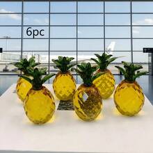 1 قطعة/2 قطعة/6 قطع زخرفة أناناس بلورية صفراء، ديكور فاكهة اصطناعية، تمثال فاكهة زجاجي، ديكور مركزي على الطاولة، ديكور منزلي - أصفر - مشاهدة 6