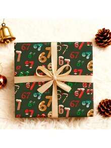 67 Meme Christmas Gift Wrap, 67 Christmas Wrapping Paper, 2025 Funny Holiday Gift Wrap, Unique 6 7 Xmas Festive Wrapping Papers Roll 6 7 Meme Xmas Giftwrap Paper Rolls - Black - View 6