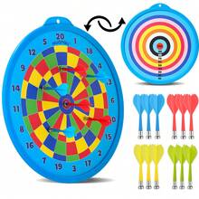 HUANQU 15-Inch Double-Sided Dart Board Set, 12 Plastic Safety Tip Darts, Decorations, Darts Enthusiast Gift, Indoor Activity Game, For Indoor/Outdoor Use, Perfect Gift For Christmas, Valentine's Day, Easter, Children's Day And Other Holidays - Multicolor - View 12