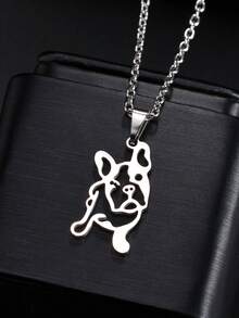 1pc Fierce Crown Lion Stainless Steel Necklace - Silver - View 8