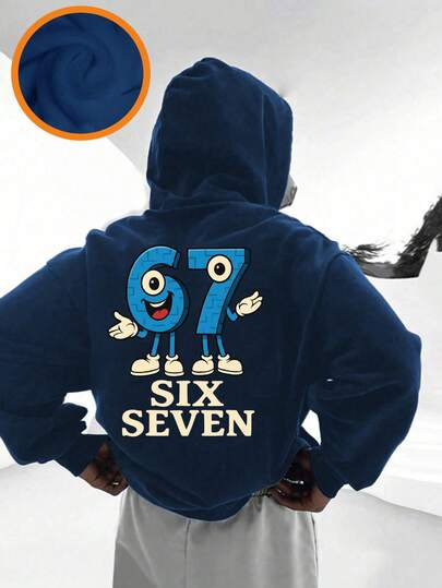 Tween Boy "Italian Brain Rot Funny Number 67" Grafisk Pullover Sweatshirt, Varm & Bekväm Termofodrad Pullover Sweatshirt För Höst/Vinter, Lämplig För Roliga Pojkar Vardags, Streetwear Och Campuskläder