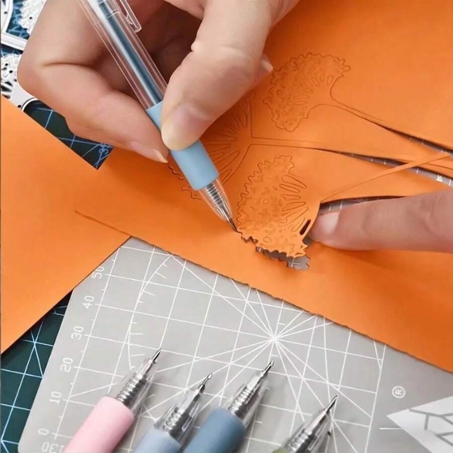 5pcs/Set Art Utility Knife Pen Knife Cut Stickers Scrapbooking Cutting Tool Express Box Knife School Supplies DIY Craft Supplies - Blue - View 1