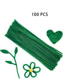 100根彩色管道清洁棒，适用于艺术和手工项目、创意DIY装饰、艺术创作、教学辅助和管道清洁。可制作成木偶、花朵、蔬菜、动物、礼品包装和节日装饰品。 - 彩色 - 查看 7