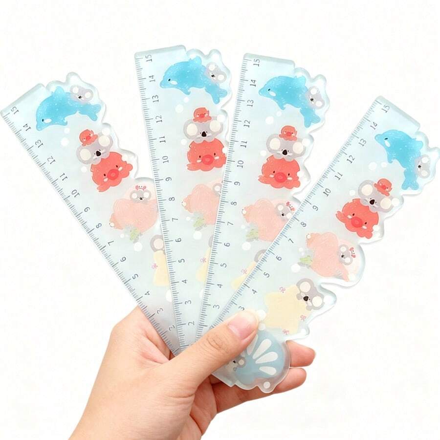 hoojojo 1pc Animal Shaped Acrylic Ruler, Cartoon Multi-Functional Ruler, Creative Stationery, Back To School Essential, Holiday Gift, Suitable For Classroom Drawing, Homework Measurement, DIY Crafts And More - 15cm - View 1